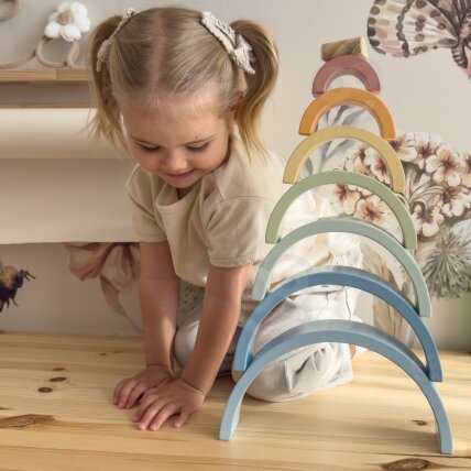 TOOKY TOY Pastelinė dėlionė Medinės Montessori kaladėlės Vaivorykštė 5
