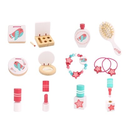 TOOKY TOY Rožinė medinė makiažo kosmetinė su veidrodžiu 6 TOOKY TOY Rožinė medinė makiažo kosmetinė su veidrodžiu 6