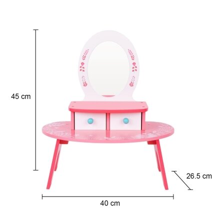 TOOKY TOY Rožinė medinė makiažo kosmetinė su veidrodžiu 7