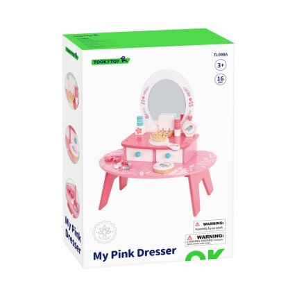 TOOKY TOY Rožinė medinė makiažo kosmetinė su veidrodžiu 8 TOOKY TOY Rožinė medinė makiažo kosmetinė su veidrodžiu 8