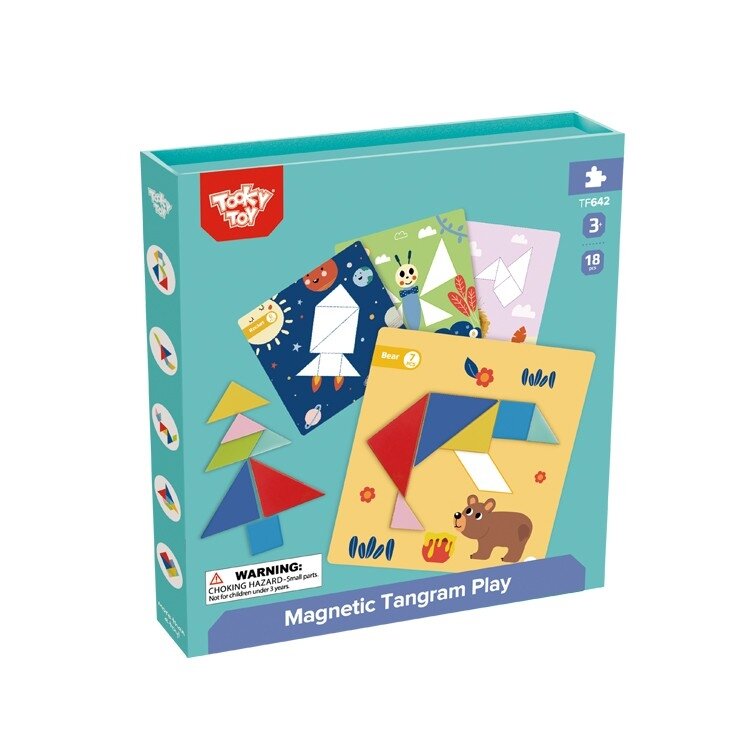 TOOKY TOY Tangram dėlionė vaikams – formų mokymasis, figūros, formos, 18 el. 14