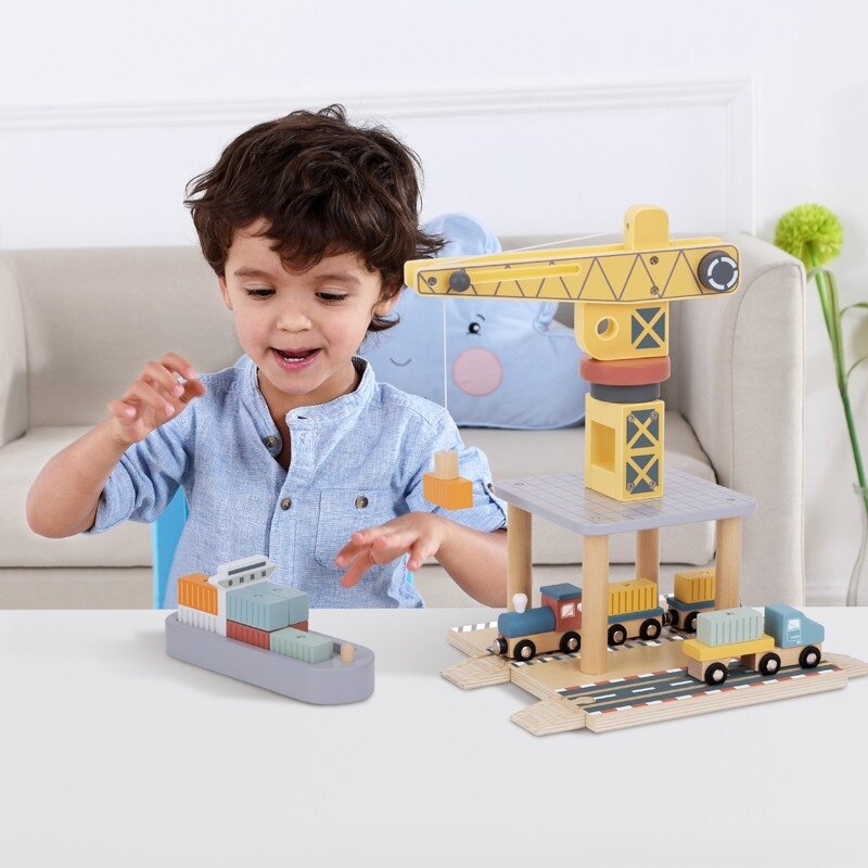 TOOKY TOY Medinis uosto krano rinkinys 6 TOOKY TOY Medinis uosto krano rinkinys 6