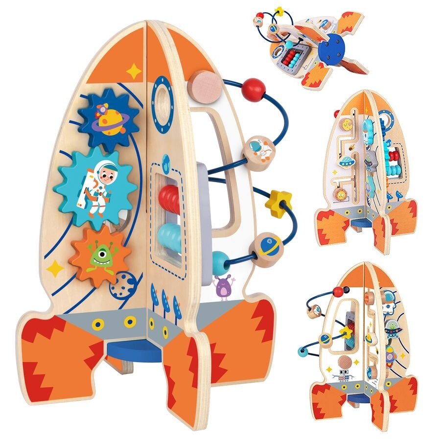 Tooky Toy Didelė medinė daugiafunkcė edukacinė raketa Tooky Toy Didelė medinė daugiafunkcė edukacinė raketa