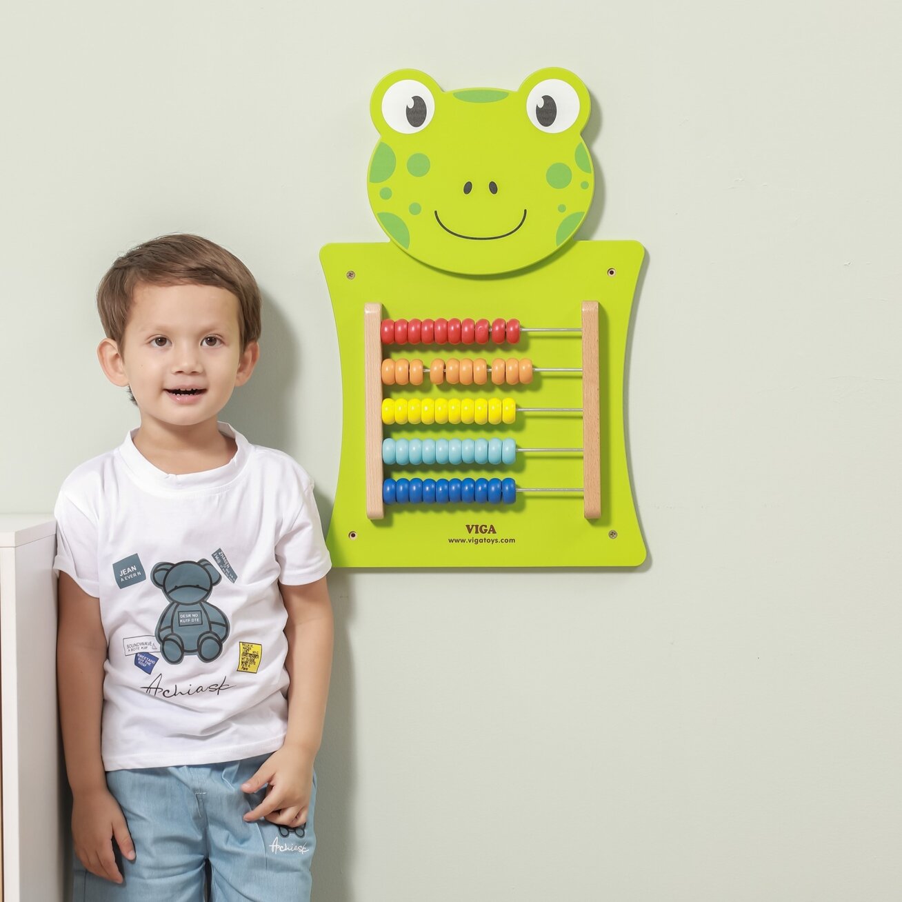 VIGA Medinė manipuliacinė lenta Skaičiuotuvas Varlė FSC sertifikatas Montessori 7