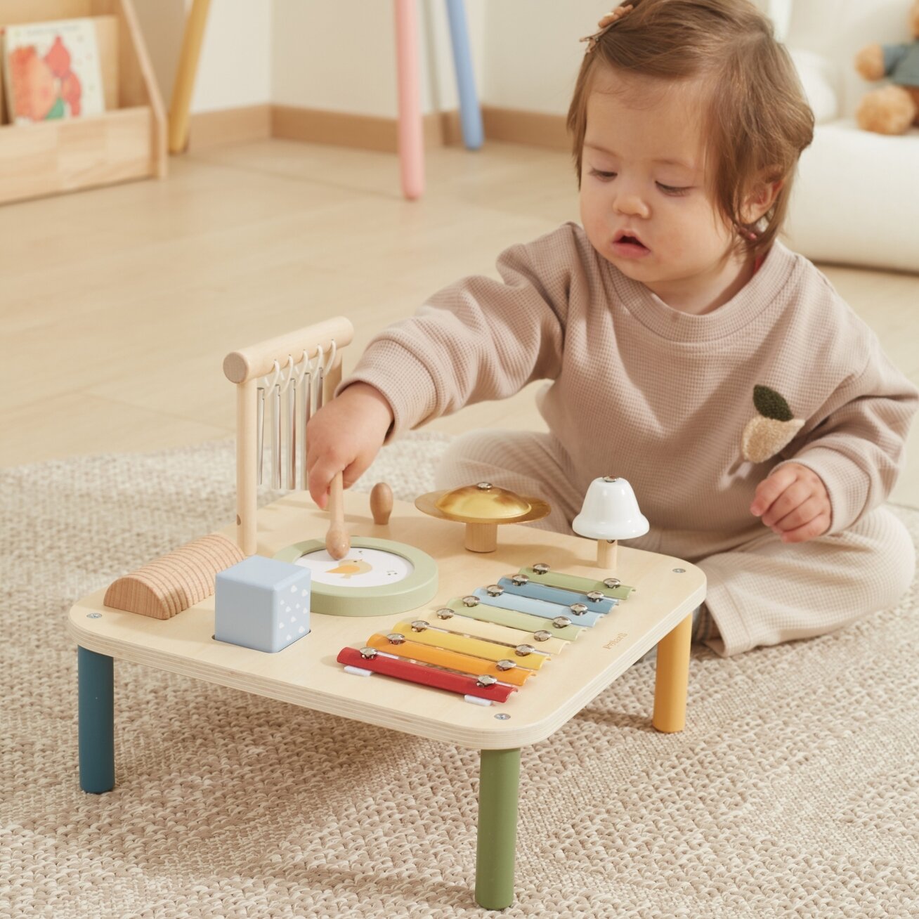 Viga medinis edukacinis muzikinis sensorinis staliukas 7in1 3 Viga medinis edukacinis muzikinis sensorinis staliukas 7in1 3