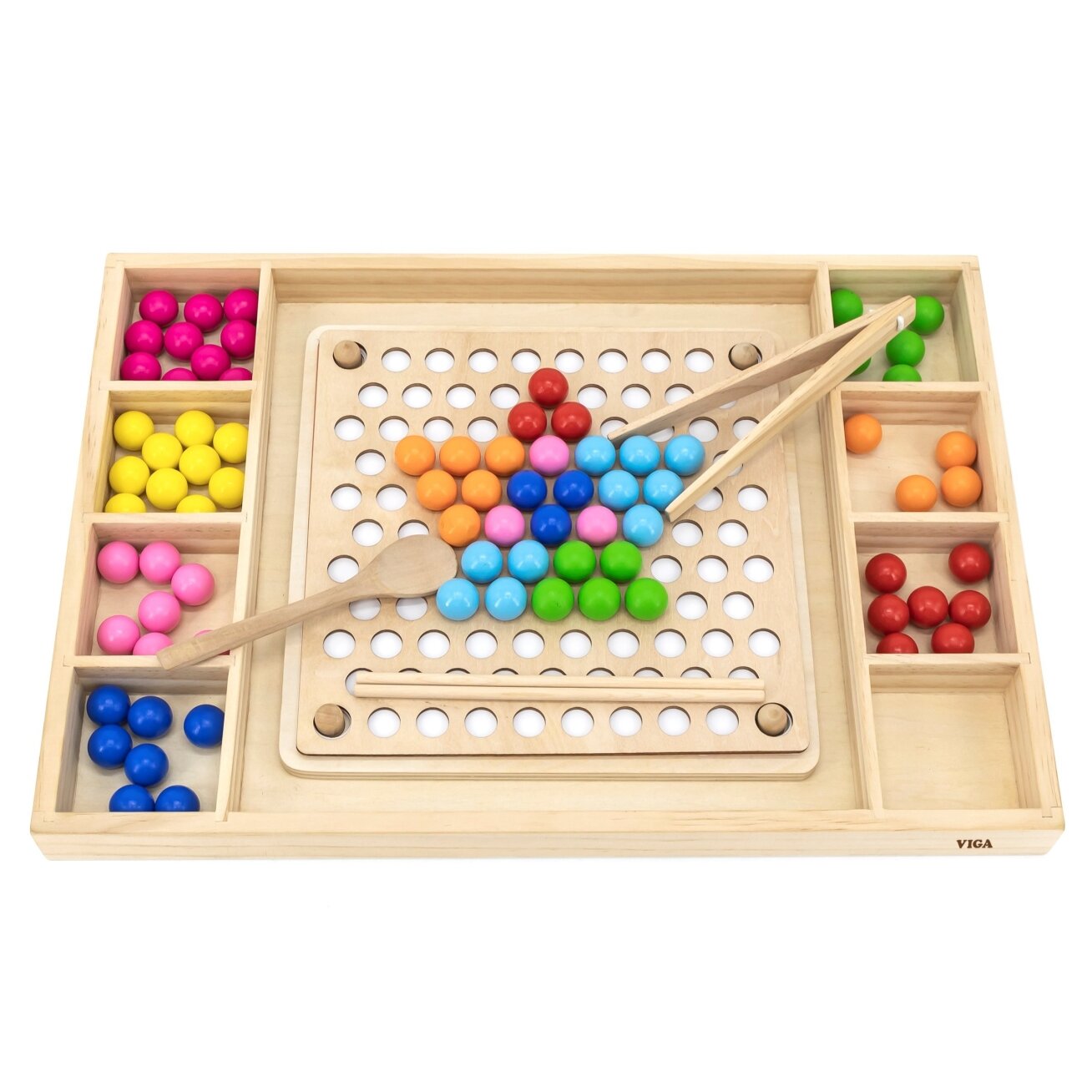 VIGA Medinis žaidimas „Pagauk ir suderink“ su kamuoliukais, Montessori dėlionė 5