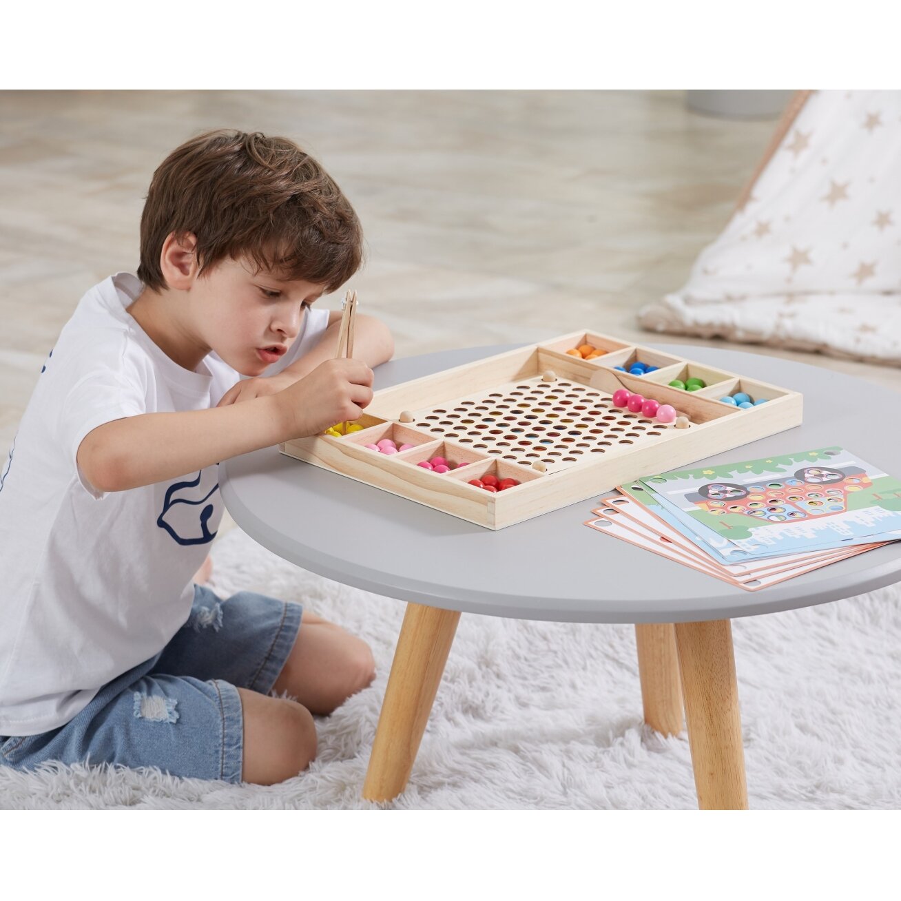 VIGA Medinis žaidimas „Pagauk ir suderink“ su kamuoliukais, Montessori dėlionė 6
