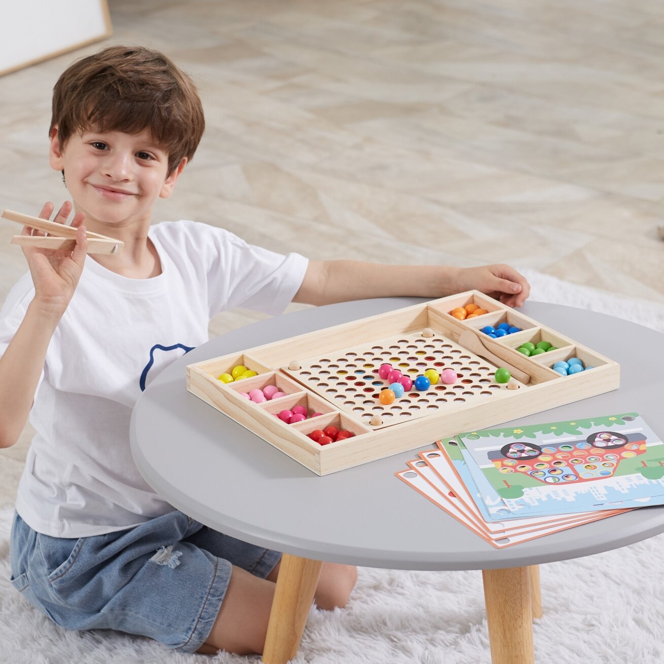 VIGA Medinis žaidimas „Pagauk ir suderink“ su kamuoliukais, Montessori dėlionė 9