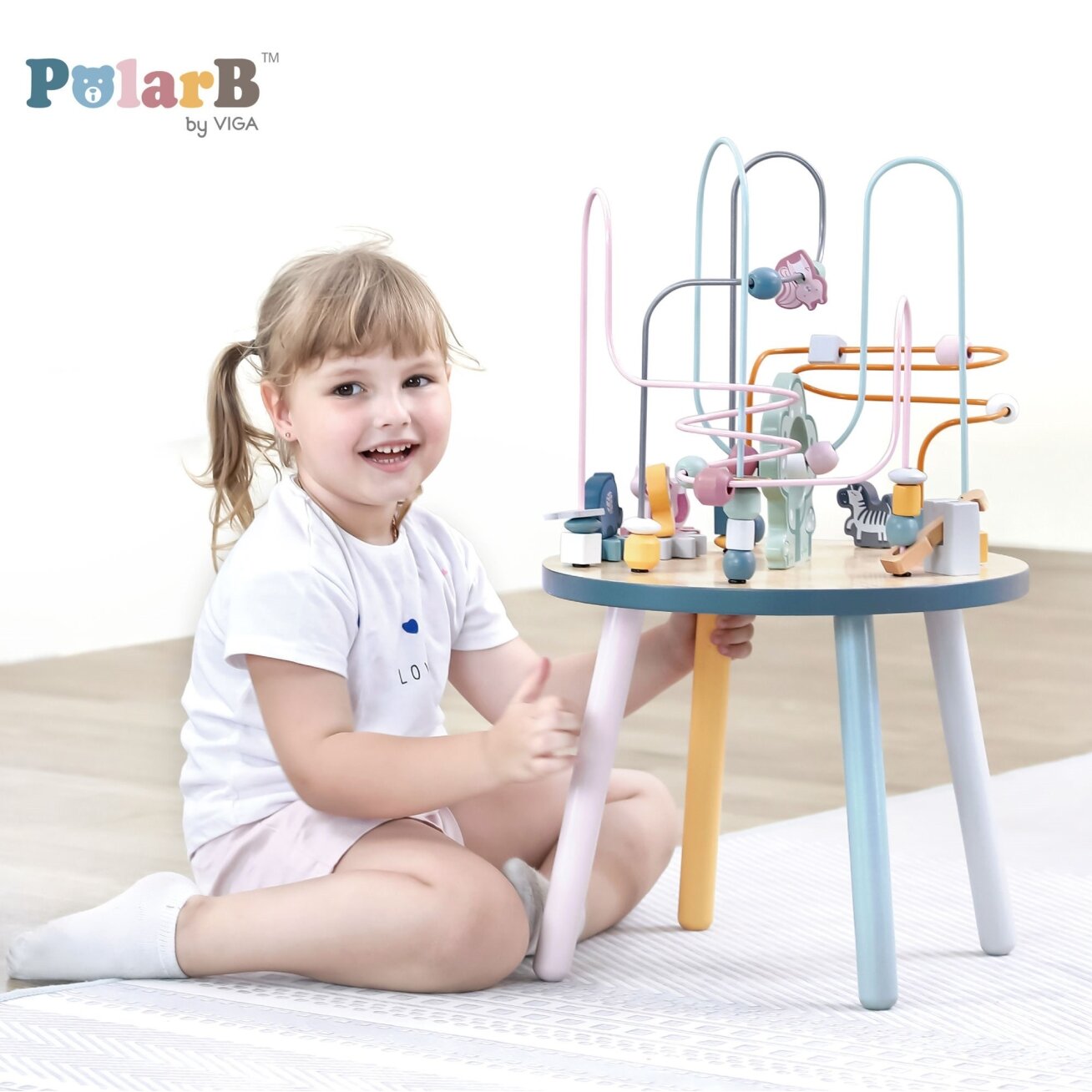 VIGA PolarB medinis edukacinis manipuliacinis staliukas – Montessori pervėrimo labirintas 5