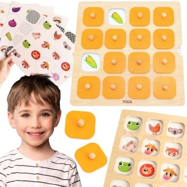 Viga Memory atminties žaidimas „Atspėk paveikslėlius“ 10 kortelių Montessori