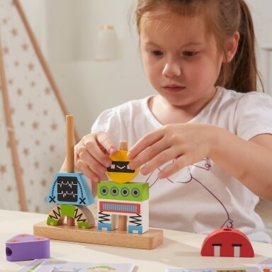 VIGA piramidės dėlionė Robotai + Raštai 8 el.