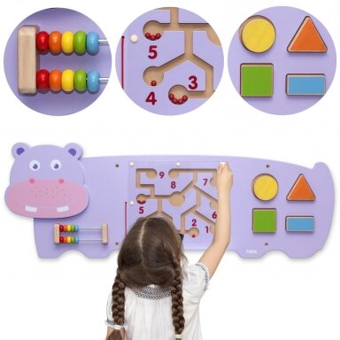 VIGA sensorinė manipuliacinė lenta Hipopotamas FSC sertifikatas Montessori