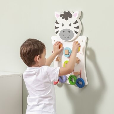 VIGA medinė manipuliacinė lentelė Zebra FSC sertifikatas Montessori
