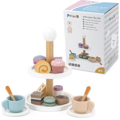 VIGA PolarB medinė etažerė su keksiukais, sausainiais ir kava, rinkinys 15 vnt.
