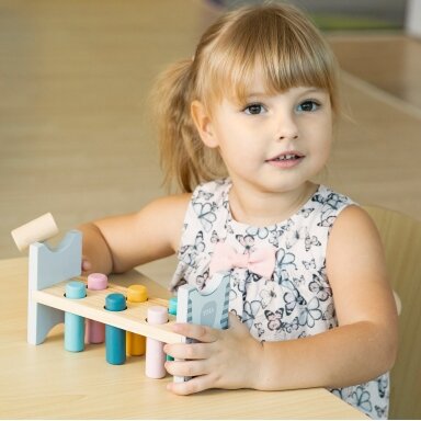 VIGA PolarB Medinis kalimo suoliukas su plaktuku - Montessori