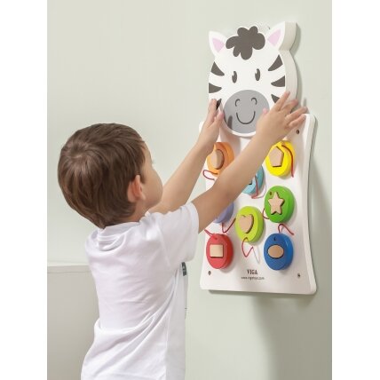 VIGA medinė manipuliacinė lentelė Zebra FSC sertifikatas Montessori 4