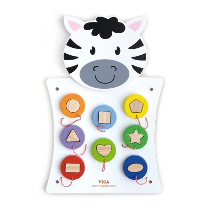 VIGA medinė manipuliacinė lentelė Zebra FSC sertifikatas Montessori 7