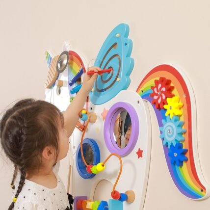 VIGA medinė sensorinė manipuliacinė lenta Vienaragis FSC sertifikatas Montessori 2