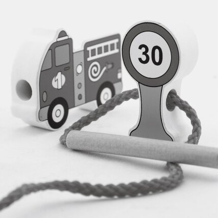 VIGA mediniai kaladėliai – pervėrimo/varstymo rinkinys Automobiliai 4