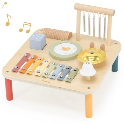Viga medinis edukacinis muzikinis sensorinis staliukas 7in1 Viga medinis edukacinis muzikinis sensorinis staliukas 7in1