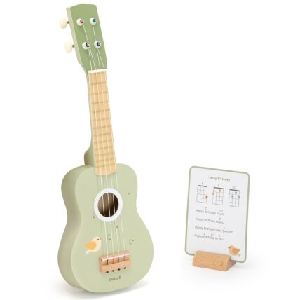 Viga medinė ukulelė gitara vaikams, žalia su natomis 6 Viga medinė ukulelė gitara vaikams, žalia su natomis 6