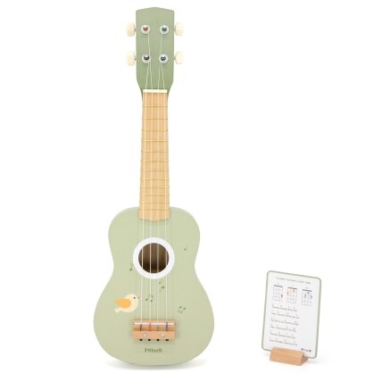 Viga medinė ukulelė gitara vaikams, žalia su natomis 9