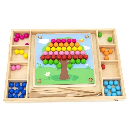 VIGA Medinis žaidimas „Pagauk ir suderink“ su kamuoliukais, Montessori dėlionė 4