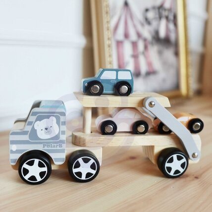VIGA PolarB medinis autovežis su Montessori automobiliukais 5