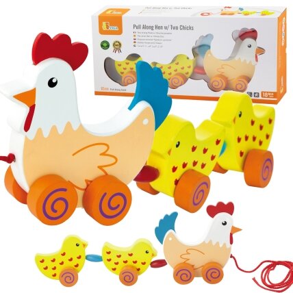 VIGA traukiamas rinkinys Višta su viščiukais 36 cm VIGA traukiamas rinkinys Višta su viščiukais 36 cm
