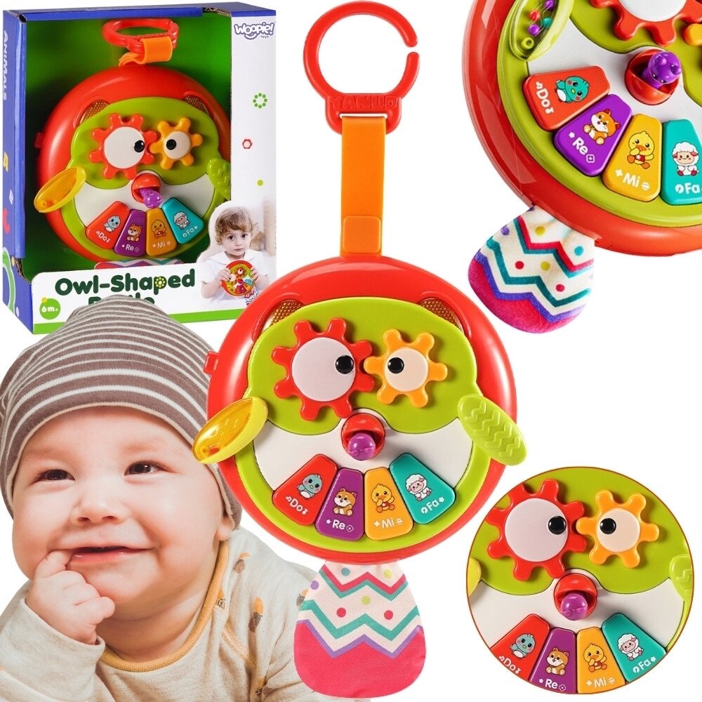 WOOPIE BABY Interaktyvus žaislas pelėdžiukas pianinukas su čežančia uodega