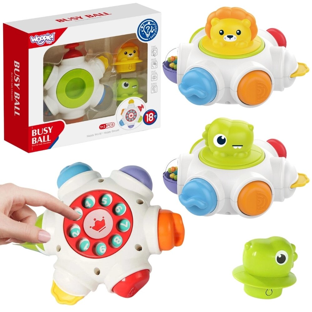 WOOPIE BABY Kosminė veiklų raketa – edukacinis sensorinis veiklų kubas 18m+
