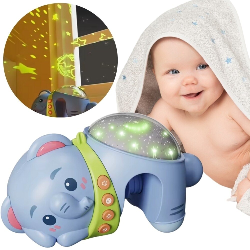 WOOPIE BABY Žvaigždžių projektorius Naktinė lemputė-projektorius vaikams Drambliukas WOOPIE BABY Žvaigždžių projektorius Naktinė lemputė-projektorius vaikams Drambliukas