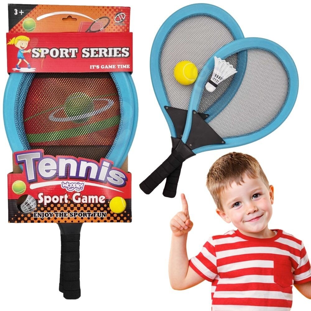 WOOPIE Didelės teniso ir badmintono raketės vaikams rinkinys + kamuoliukas ir plunksniukas WOOPIE Didelės teniso ir badmintono raketės vaikams rinkinys + kamuoliukas ir plunksniukas