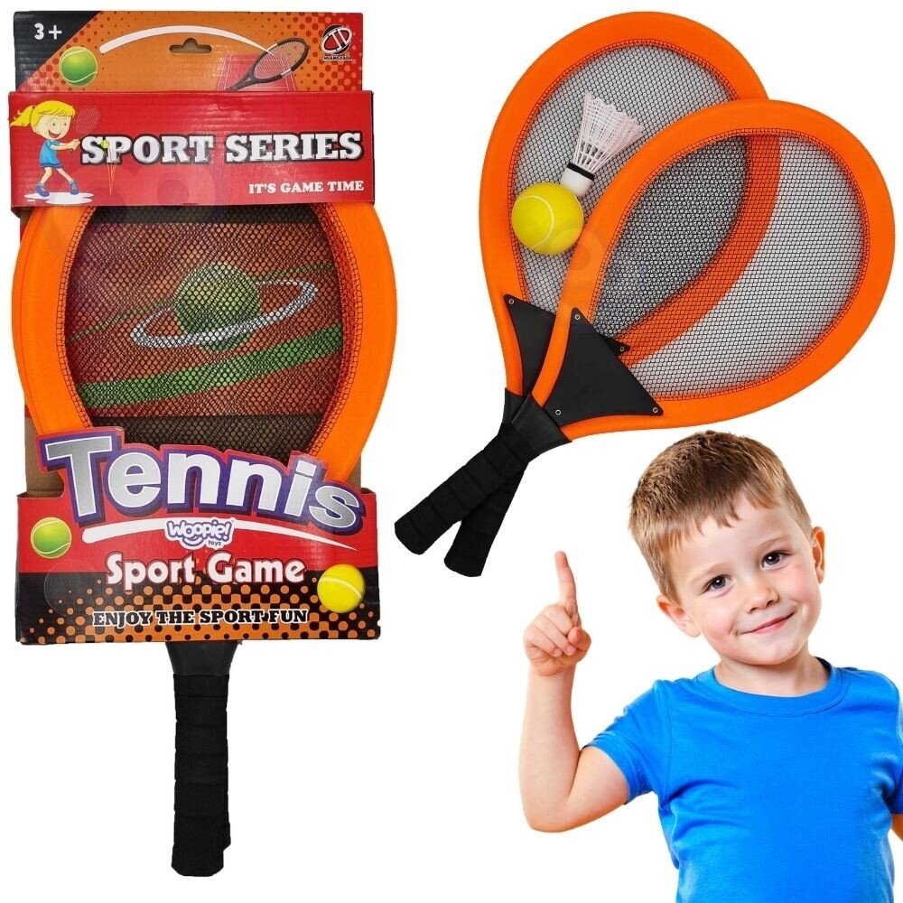 WOOPIE Didelės teniso ir badmintono raketės vaikams rinkinys + kamuoliukas ir plunksnelė WOOPIE Didelės teniso ir badmintono raketės vaikams rinkinys + kamuoliukas ir plunksnelė