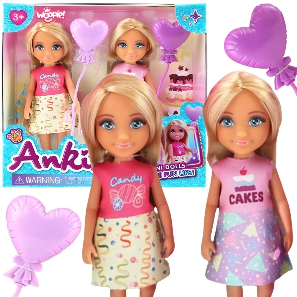 Woopie dviejų lėlyčių gimtadienio rinkinys – Candy ir Cakes Woopie dviejų lėlyčių gimtadienio rinkinys – Candy ir Cakes