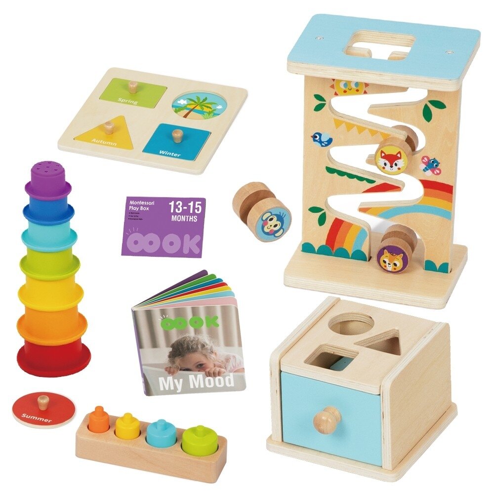 WOOPIE GREEN Dėžutė Box 6in1 13-15m Montessori edukacinė sensorinė FSC 7