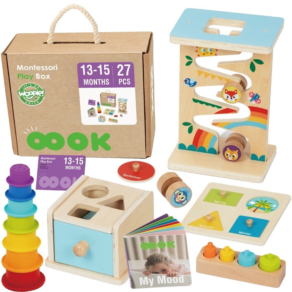 WOOPIE GREEN Dėžutė Box 6in1 13-15m Montessori edukacinė sensorinė FSC WOOPIE GREEN Dėžutė Box 6in1 13-15m Montessori edukacinė sensorinė FSC