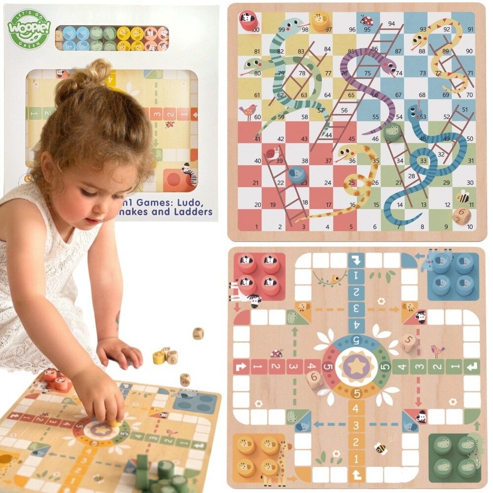 WOOPIE GREEN Loginiai stalo žaidimai 2in1 Ludo (kinų šaškės) + Gyvatės ir kopėčios WOOPIE GREEN Loginiai stalo žaidimai 2in1 Ludo (kinų šaškės) + Gyvatės ir kopėčios