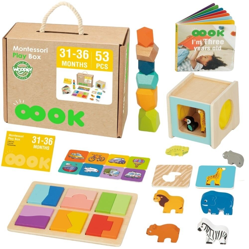 WOOPIE GREEN Box Dėžutė XXL Montessori edukacinė 7in1 sensorinė 31-36 mėn. FSC WOOPIE GREEN Box Dėžutė XXL Montessori edukacinė 7in1 sensorinė 31-36 mėn. FSC