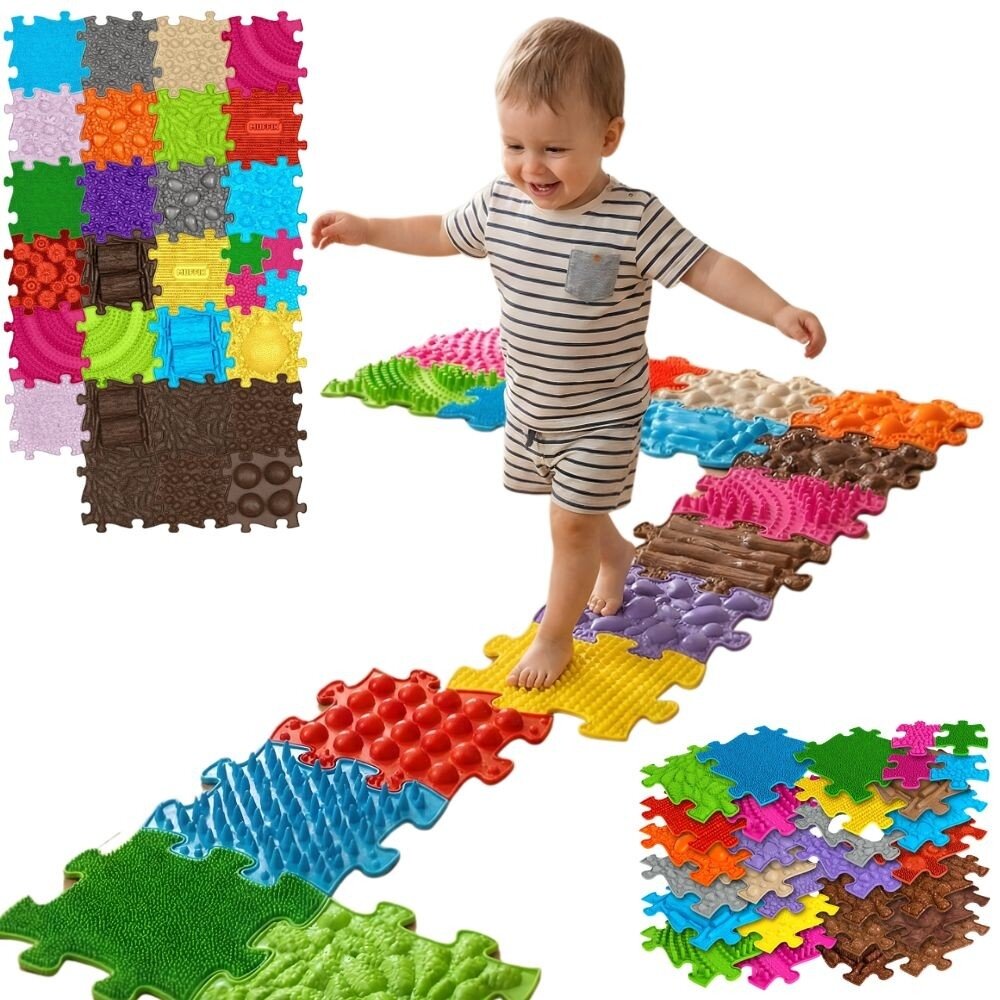 WOOPIE Sensorinis ortopedinis kilimėlis Royal Puzzle 26 vnt. + 4 maži