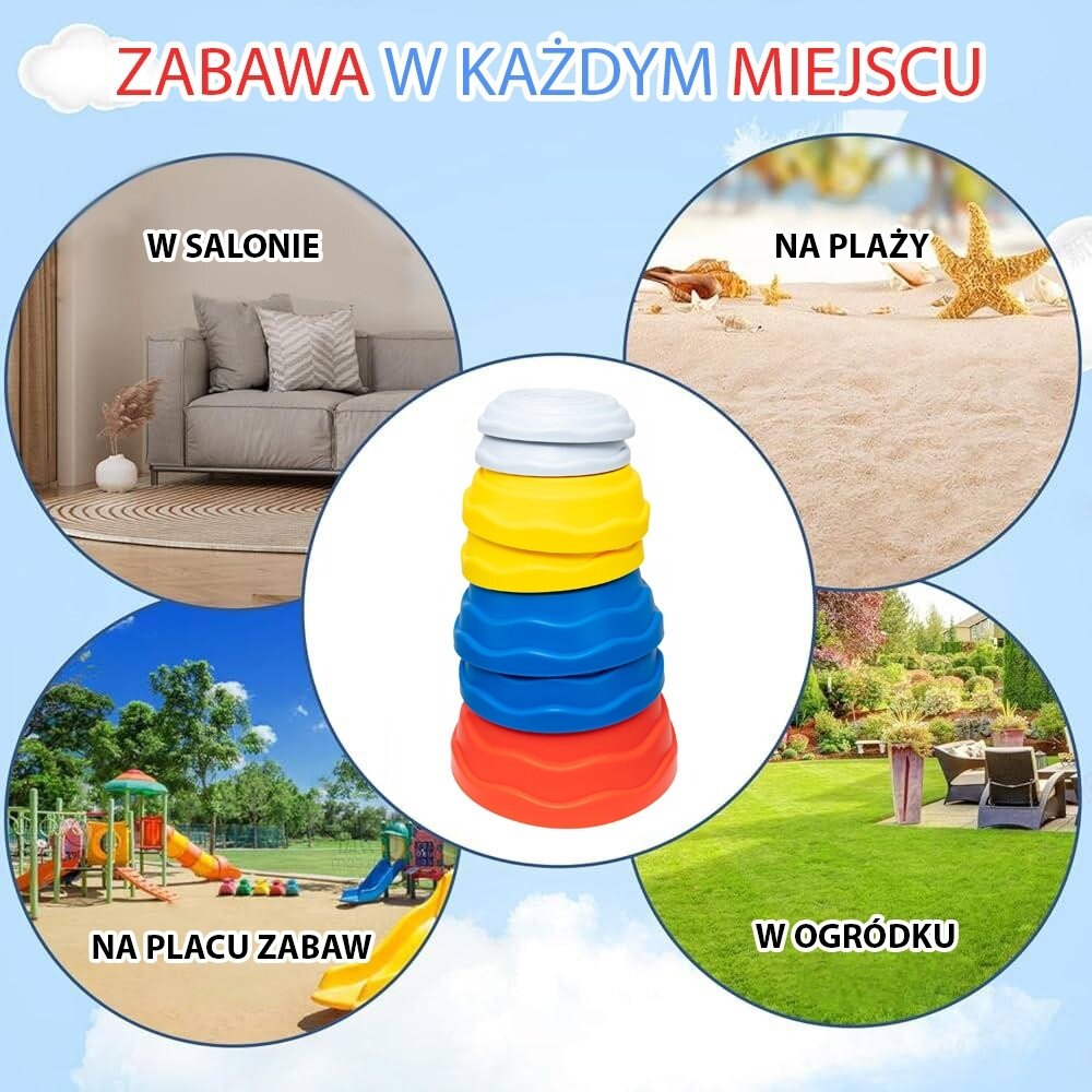 WOOPIE Sensoriniai balansavimo akmenys pusiausvyros treniruotei 5 vnt. 5 WOOPIE Sensoriniai balansavimo akmenys pusiausvyros treniruotei 5 vnt. 5