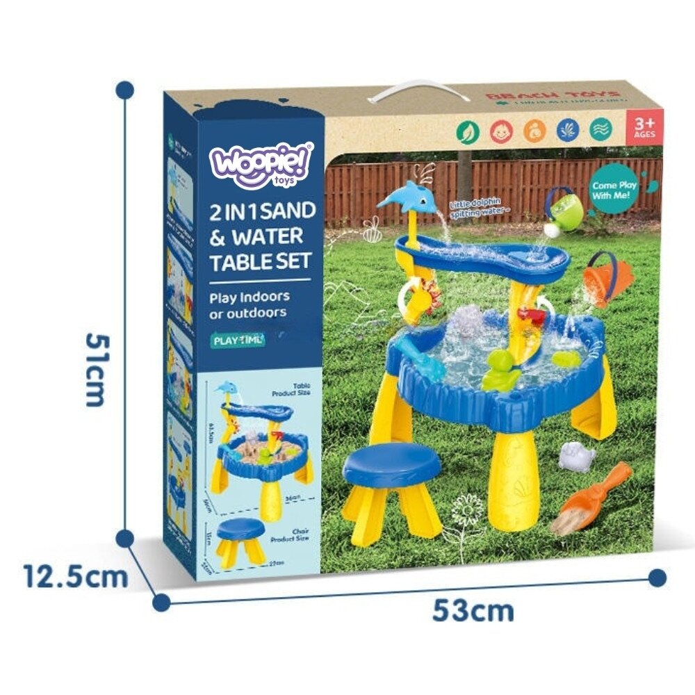 WOOPIE Vandens staliukas XL su kėdute 2in1 Smėlio dėžė Delfinukas 12 el. 5 WOOPIE Vandens staliukas XL su kėdute 2in1 Smėlio dėžė Delfinukas 12 el. 5