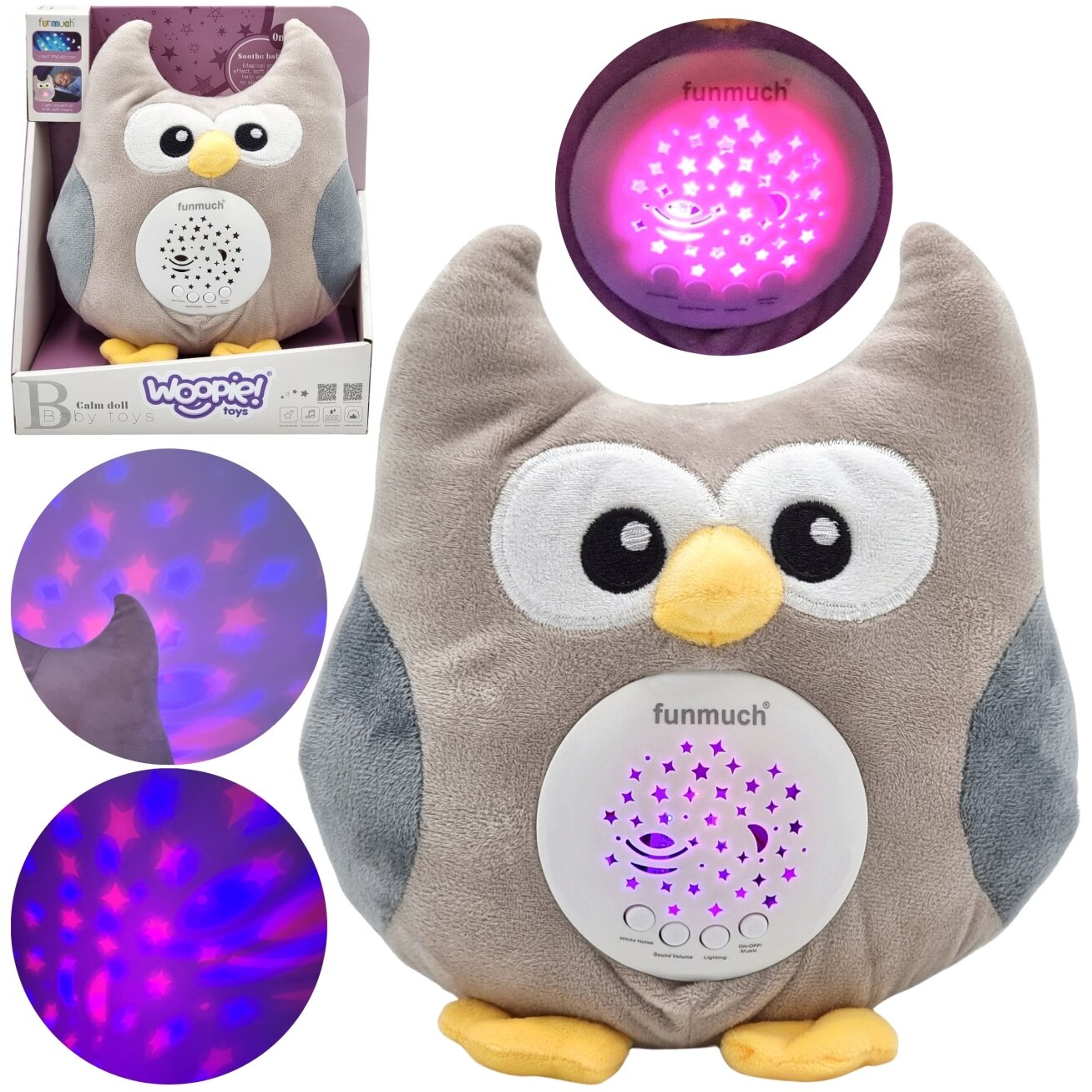 WOOPIE BABY Minkštas migdukas su projektoriumi 2in1 Pelėda – 10 lopšinių WOOPIE BABY Minkštas migdukas su projektoriumi 2in1 Pelėda – 10 lopšinių