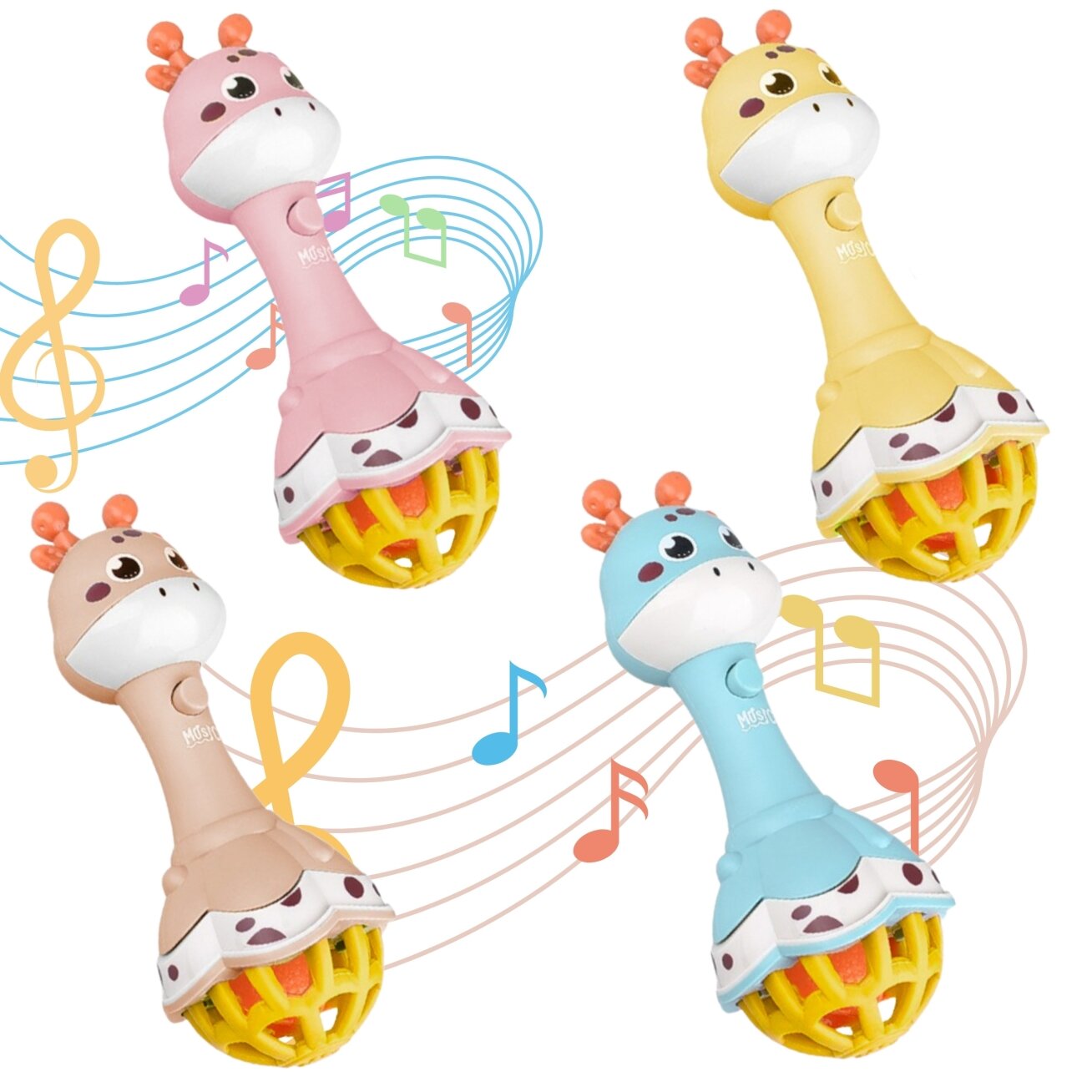 WOOPIE BABY Sensorinis žirafos barškutis, kramtukas su muzika Montessori 1 vnt. 4 WOOPIE BABY Sensorinis žirafos barškutis, kramtukas su muzika Montessori 1 vnt. 4