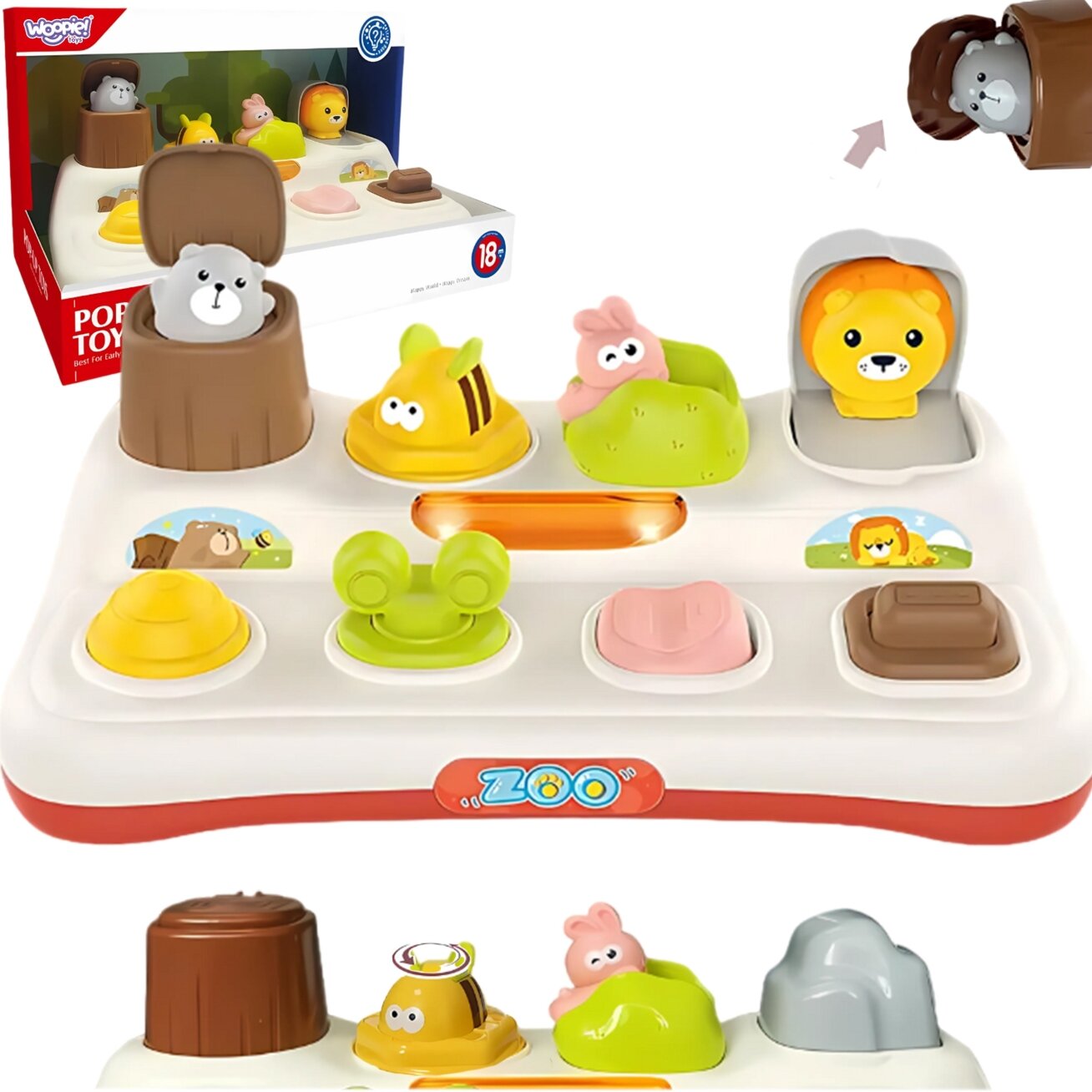 WOOPIE BABY Edukacinis žaislas Iššokantys gyvūnėliai ZOO Pop Up WOOPIE BABY Edukacinis žaislas Iššokantys gyvūnėliai ZOO Pop Up