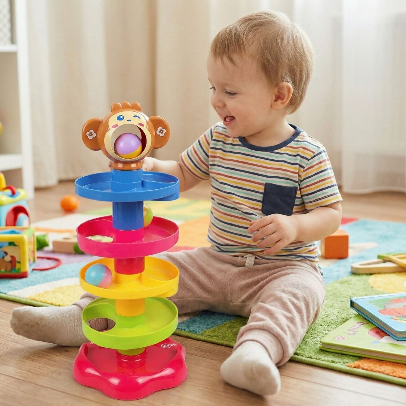WOOPIE BABY Kamuoliukų trasa Kulodrom Rinkinys Spiralė + 3 kamuoliukai 1 WOOPIE BABY Kamuoliukų trasa Kulodrom Rinkinys Spiralė + 3 kamuoliukai 1