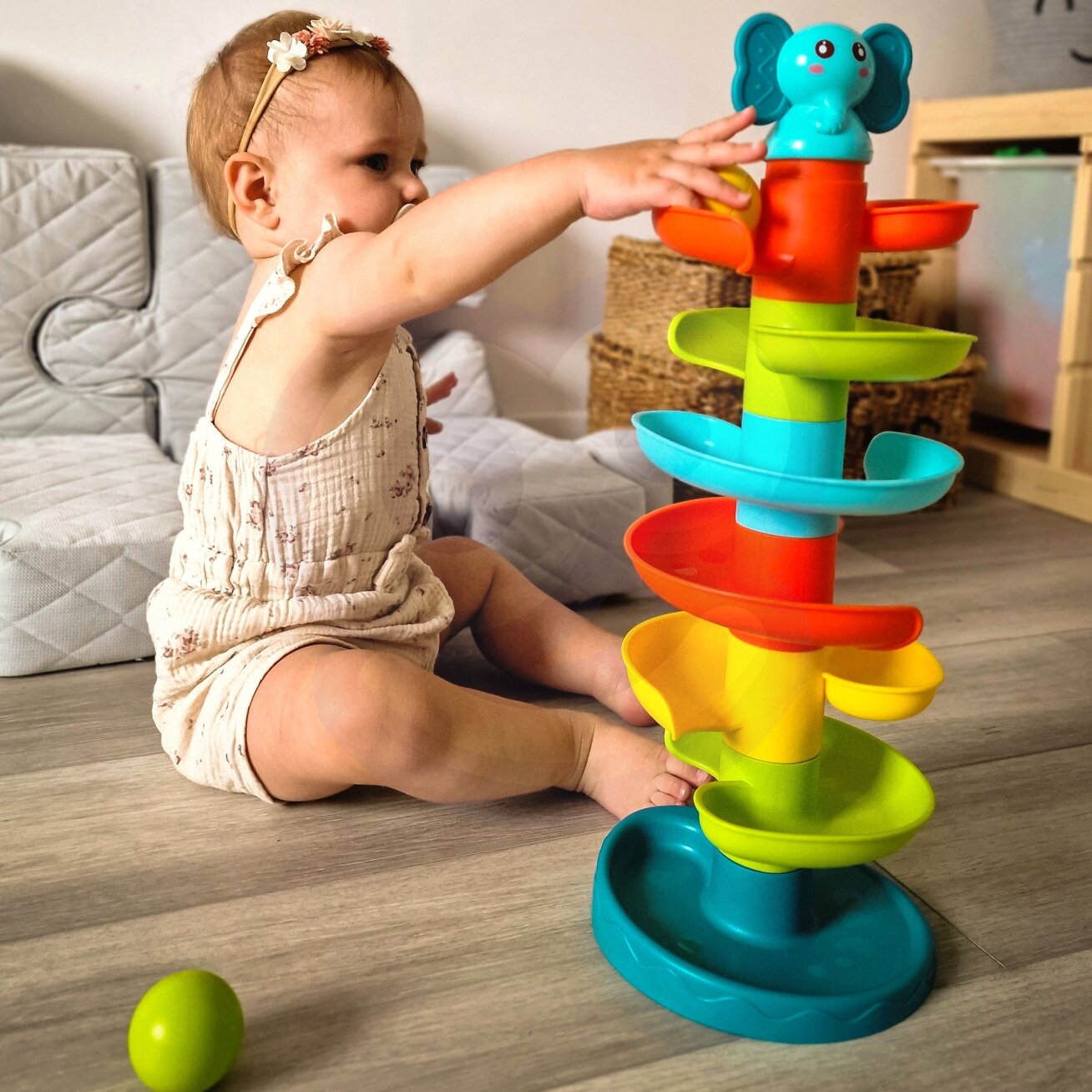 WOOPIE BABY kamuoliukų trasa (kulodromas) spiralės rinkinys + 3 kamuoliukai 1