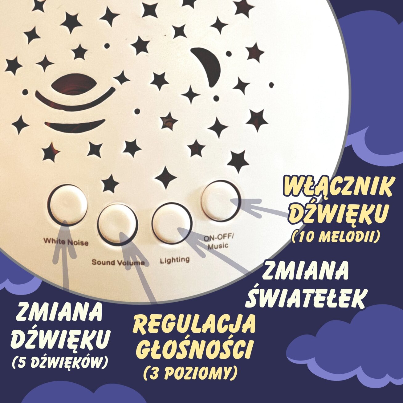 WOOPIE BABY Minkštas migdytojas-projektorius 2in1 Meškiukas – 10 lopšinių 8