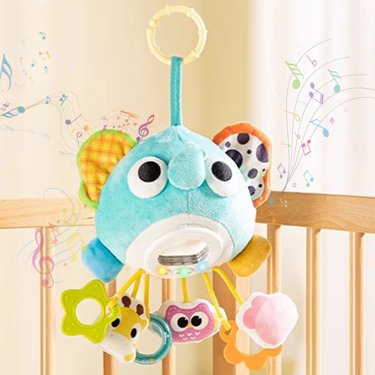 WOOPIE Baby pliušinis drambliukas – interaktyvus muzikinis minkštas žaislas su pakabukais ir kramtukais 2 WOOPIE Baby pliušinis drambliukas – interaktyvus muzikinis minkštas žaislas su pakabukais ir kramtukais 2