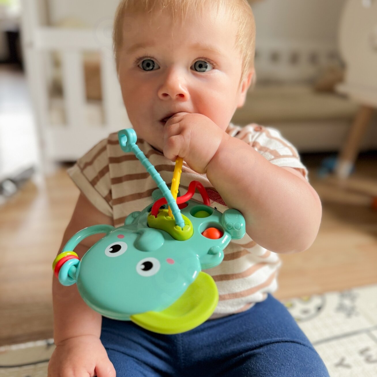 WOOPIE BABY Sensorinis kramtukas Drambliukas Montessori 4in1 2
